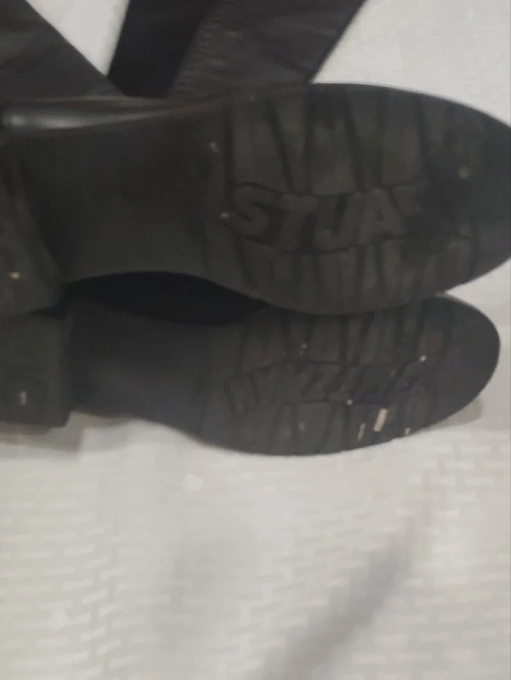 Stuart Weitzman Black Over-the-Knee Leather  Stretch Riding Boots Size 10